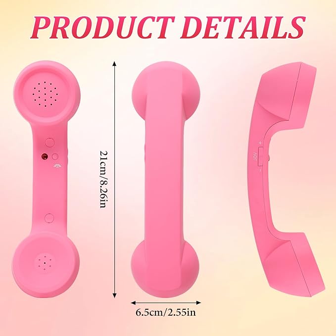 Retro Phone Handset, 2026 New Retro Style Type-C Phone Handset,Vintage Wired Plug in Handheld Cell Phone Receiver with Microphone, Suitable for Cell Mobile Video Conferences,Calls,Meetings (Pink)