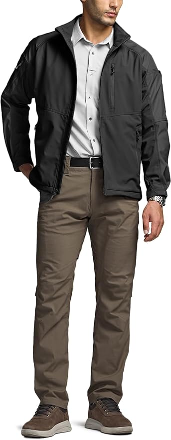 CQR Men's Tactical Softshell Jacket, Winter Warm Fleece Lined Coat, Water Resistant Outdoor Hunting Hiking Rain Windbreaker