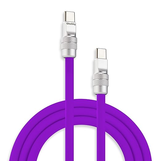 chubbycable Chubby 2.0 USB C 240W Fast Charging Cable Silicone Soft Durable USB C Cable Extra Thick Charger Cord Compatible with iPhone 17-15 Series iPad, Purple, Type-C to Type-C, 6.6FT