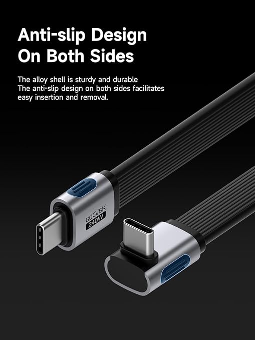 Hagibis USB4 Cable, 80Gbps Data Transfer, 240W Fast Charging USB-C Cable, 8K@60Hz USB 4 V2.0 Short Cable for iPhone 17 16 15 Pro Max, iPad Pro, Thunderbolt 5/4 (Middle 90 Degree, 1.6FT)