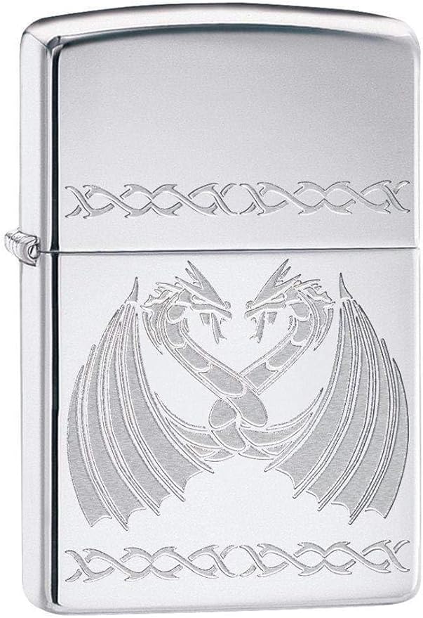 Custom Personalized Classic Dragon Designs Zippo Windproof Lighter Engraving - Christmas, Halloween & Valentines Day Gift (HP Chrome)