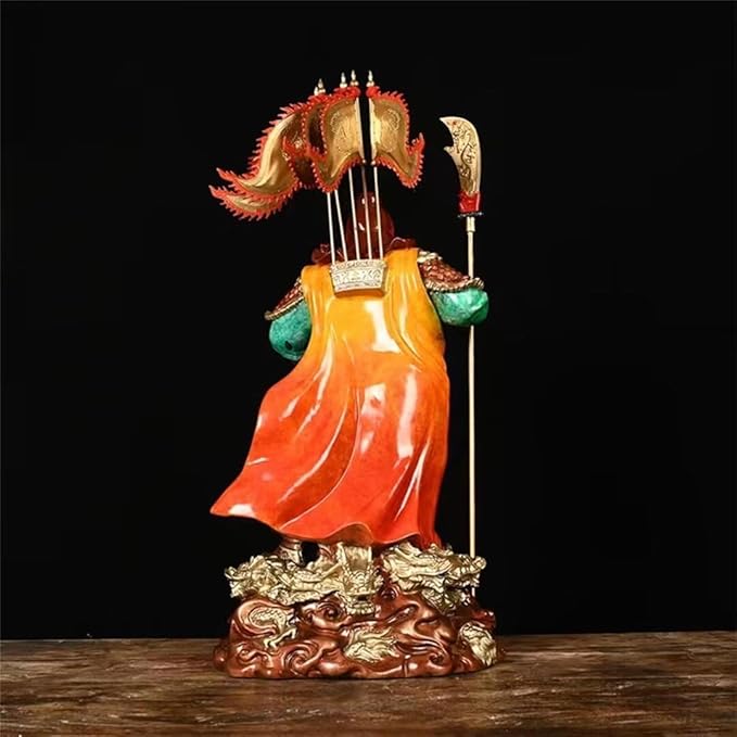 burid Pure Copper Chinese Feng Shui Guan Gong Statue God of Wealth Home and Office Decoration Wu God of Wealth Guan Yu Statue Best Furnishings Gifts, 26*24*57CM，10.0KG