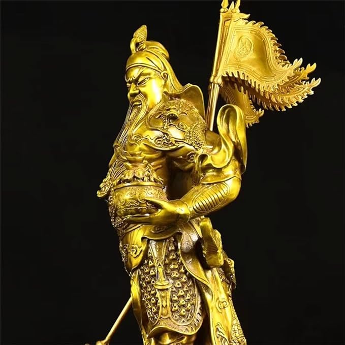 burid Pure Copper Chinese Feng Shui Guan Gong Statue God of Wealth Home and Office Decoration Wu God of Wealth Guan Yu Statue Best Furnishings Gifts, 23*24*51CM，7.7KG