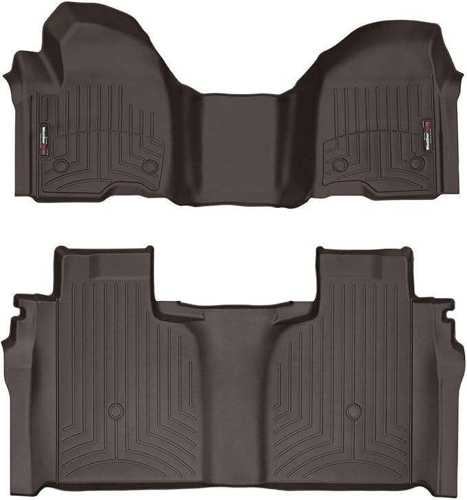 WeatherTech Custom Fit FloorLiners for Chevrolet Silverado 1500 LTD, Silverado 1500, Silverado 2500HD/3500HD - 1st Row (OTH) & 2nd Row (4714911-4714363), Cocoa