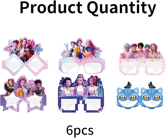 DiXteption 6 Pcs Cute Party Decorations, Cartoon Photography Party Glasses, Perfect for Birthday Parties, Themed Gatherings, Celebrations—capture unforgettable photos to cherish your special day.