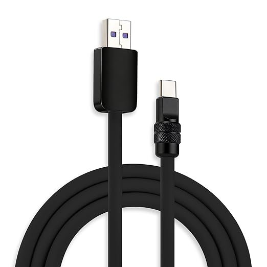 chubbycable Chubby 2.0 USB C 120W Fast Charging Cable Silicone Soft Durable USB C Cable Extra Thick Charger Cord Compatible with iPhone 17-15 Series iPad, Black+Black, USB-A to Type-C, 9.8FT
