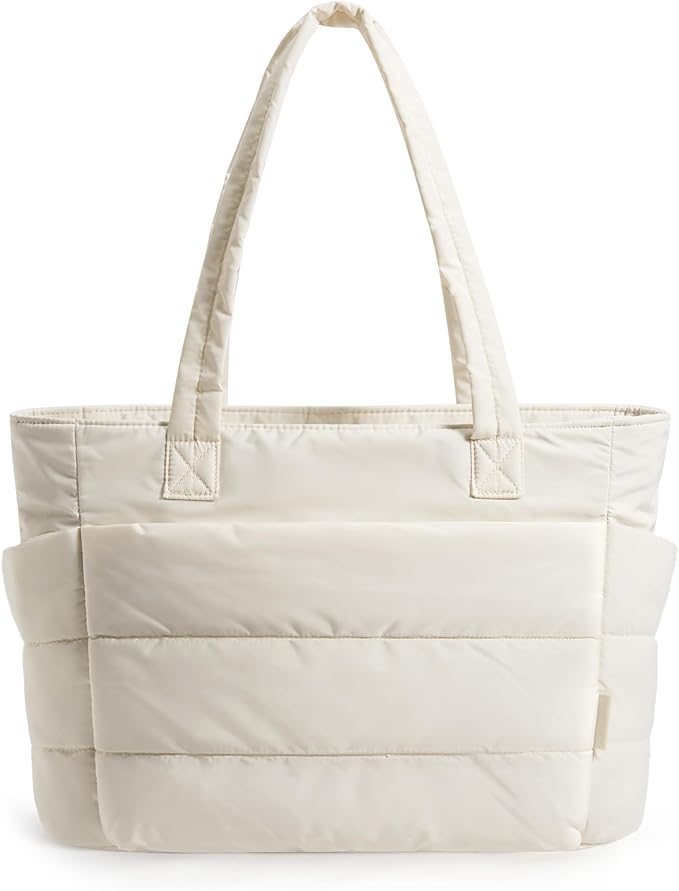 BAGSMART Tote Bag for Women, Lightweight Puffy Tote Bag with Compartments Shoulder Bag Handbag for Travel, Work, Gym | Puffy, Lightweight, for Travel, Quilted, Tote Bag with Compartments, Work
