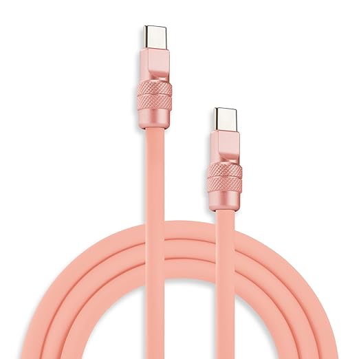 chubbycable Chubby 2.0 USB C 240W Fast Charging Cable Silicone Soft Durable USB C Cable Extra Thick Charger Cord Compatible with iPhone 17-15 Series iPad, Pink+Pink, Type-C to Type-C, 13.1FT