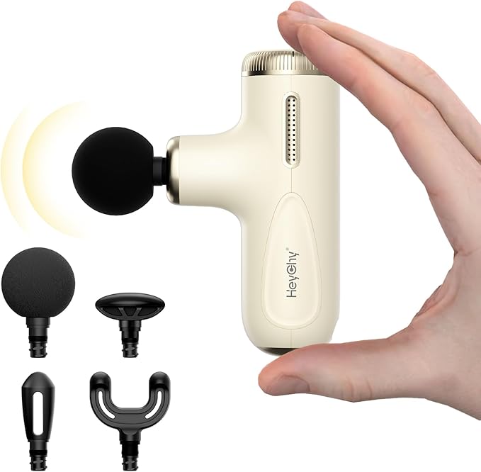 Super Mini Massage Gun Deep Tissue with 4-10mm Adjustable Amplitude, Portable Handheld Electric Back Massager for Neck Shoulder Pain Relief, Quiet for Home Gym, Men & Women, Athletes, White