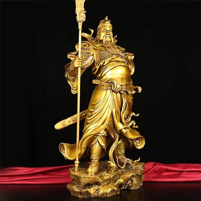 burid Pure Copper Chinese Feng Shui Guan Gong Statue God of Wealth Home and Office Decoration Wu God of Wealth Guan Yu Statue Best Furnishings Gifts, 41*18*62CM，9.5KG