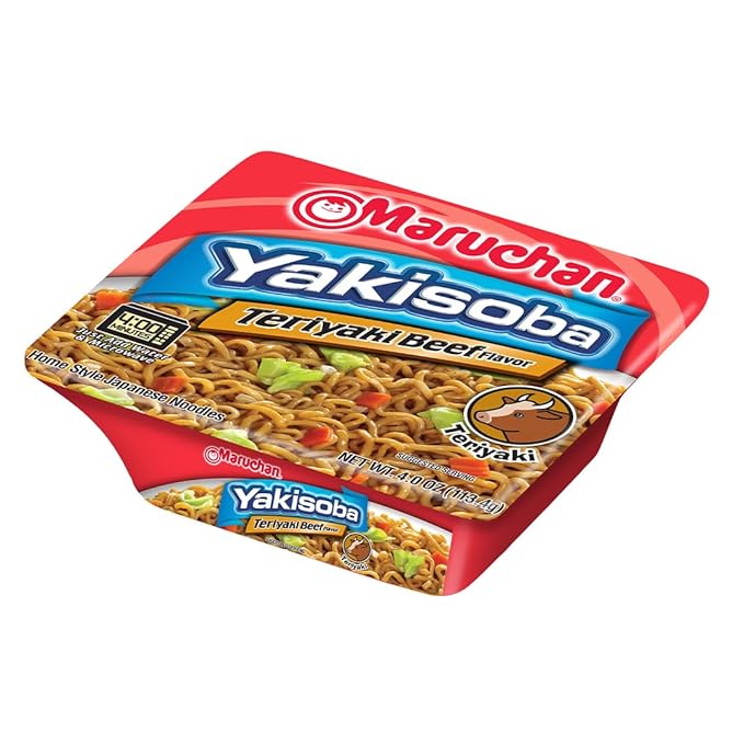 Maruchan Yakisoba Teriyaki Beef, Japanese Instant Ramen Noodles, 4.04 Oz, 8 Count (Pack of 2)