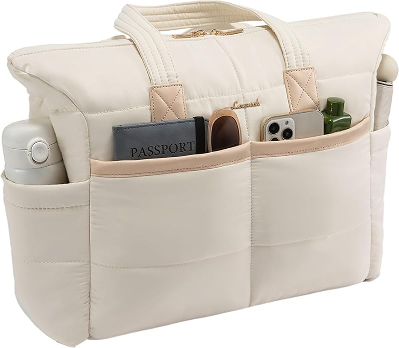 LOVEVOOK Tote Bag for Women,Light Puffer Tote Bag with Multi-pockets,Stylish Carry on Laptop Bags for Daily,Travel,Work,Gym | with Multi-pockets, Stylish, Carry on, for Daily, Travel, Work