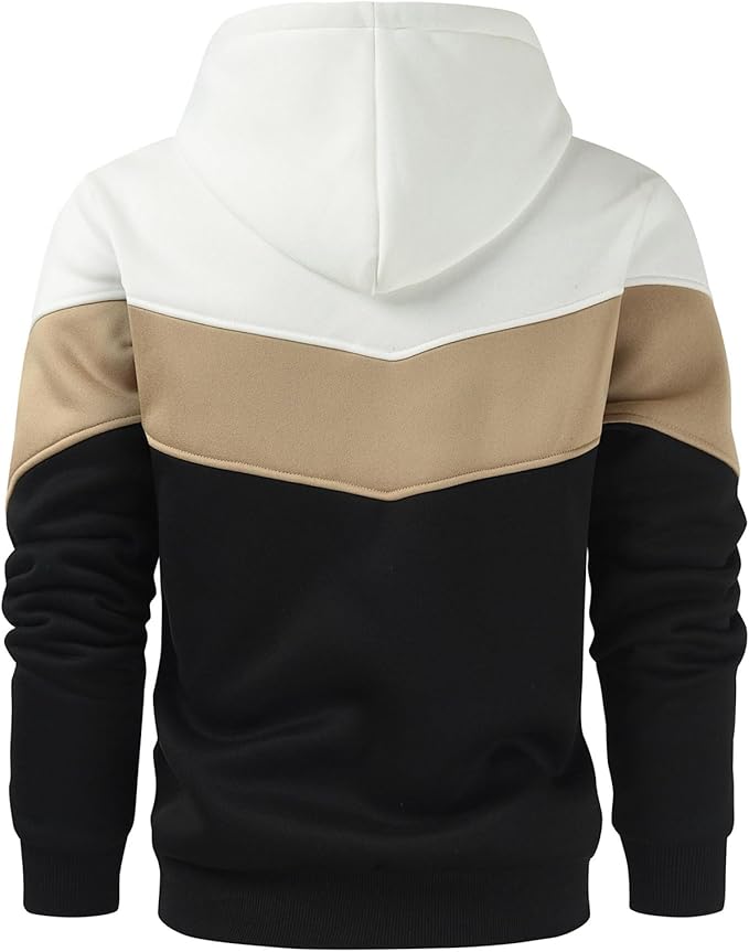 Gesean Men's Novelty Color Block Pullover Fleece Hoodie Long Sleeve Casual Sweatshirt with Pocket