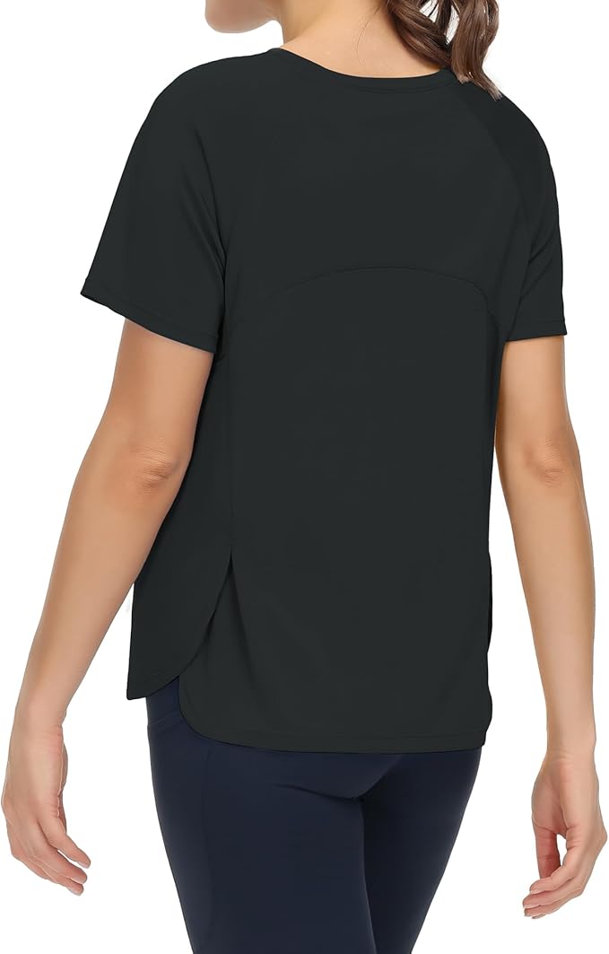 THE GYM PEOPLE Women's Short Sleeve Workout Shirts Breathable Yoga T-Shirts with Side Slits Athletic Tee Tops