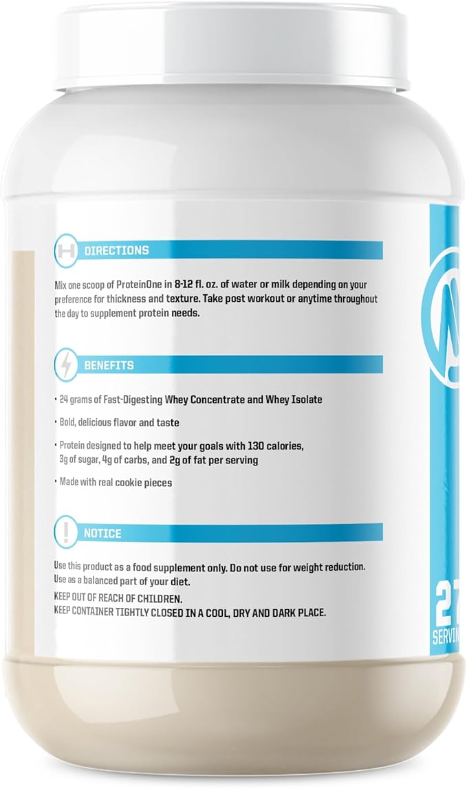 NutraOne ProteinOne Whey Protein Promote Recovery and Build Muscle with a Protein Shake Powder for Men & Women (Caramel Cookie Crunch, 2 LB)