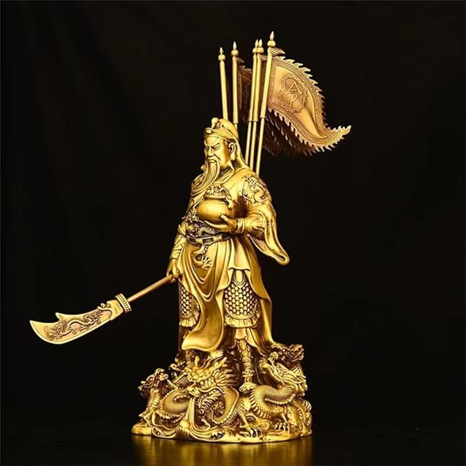 burid Pure Copper Chinese Feng Shui Guan Gong Statue God of Wealth Home and Office Decoration Wu God of Wealth Guan Yu Statue Best Furnishings Gifts, 14*12*33CM，2.0KG