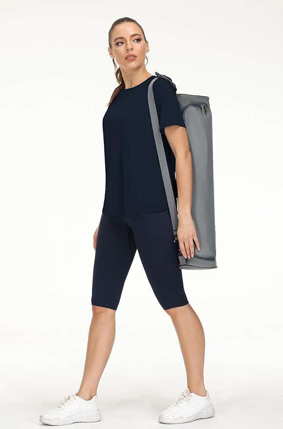 THE GYM PEOPLE Women's Short Sleeve Workout Shirts Breathable Yoga T-Shirts with Side Slits Athletic Tee Tops