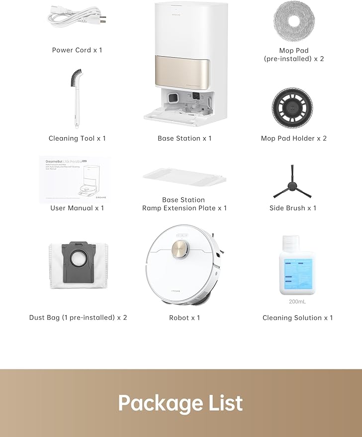 DREAME L10s Pro Ultra Heat Robot Vacuum and Mop Combo, Mop Extend, 7000Pa Suction, Auto Robot Care and Maintenance, 136°F Hot Water Mop Self-Cleaning, Obstacle Avoidance, Ideal for Hair, Carpets