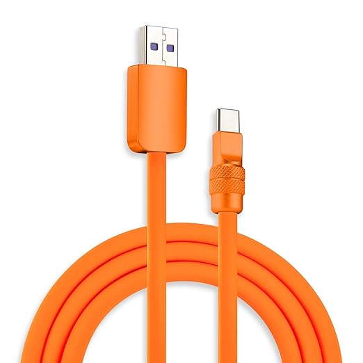 chubbycable Chubby 2.0 USB C 120W Fast Charging Cable Silicone Soft Durable USB C Cable Extra Thick Charger Cord Compatible with iPhone 17-15 Series iPad, Orange+Orange, USB-A to Type-C, 8.2FT