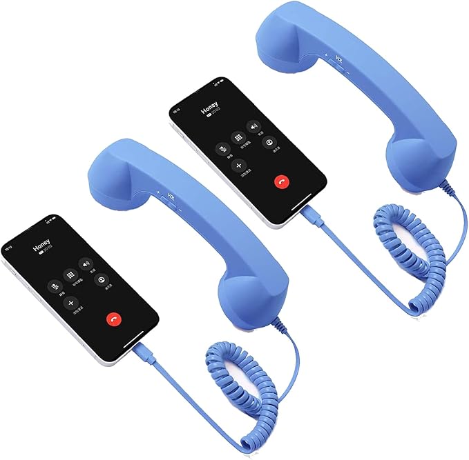 Retro Phone Handset for, with Microphone & Comment, Type-C Charging, Telephone Landline Phones, for Cell Mobile Video Conferences, Calls, Meetings, Vintage Plug in Handheld Receiver
