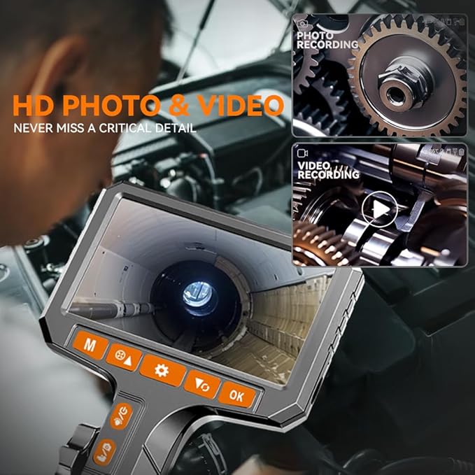 360° Flexible Endoscope Camera with Light,Inspection Endoscope, 0.24-inch Probe Scope Cameras, 4.3-inch Display Snake Camera, Borescopes for Automotive Inspection and Machinery Maintenanc, 3.3ft