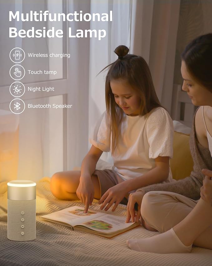 COLSUR Bluetooth Speaker, Magnetic Wireless Charger, Bluetooth Speakers with Night Light, 2 in 1 Wireless Charging Station for iPhone 17/16/15/14/13/12 Series, AirPods Pro 2/4/3/2 (Gift Ideal)