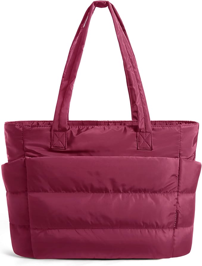 BAGSMART Tote Bag for Women, Lightweight Puffy Tote Bag with Compartments Shoulder Bag Handbag for Travel, Work, Gym | Puffy, Lightweight, for Travel, Quilted, Tote Bag with Compartments, Work