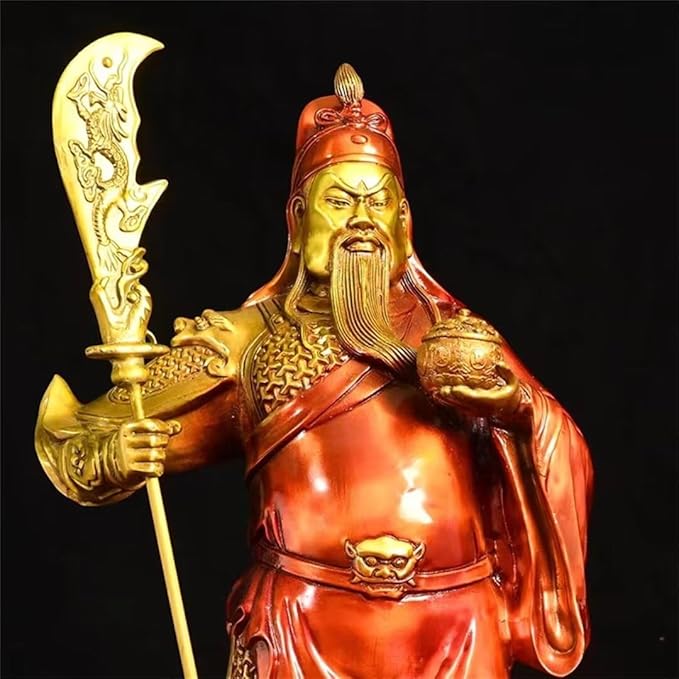 burid Pure Copper Chinese Feng Shui Guan Gong Statue God of Wealth Home and Office Decoration Wu God of Wealth Guan Yu Statue Best Furnishings Gifts