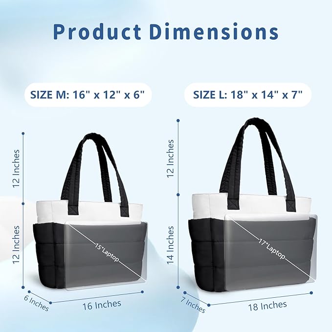 TOPDesign Puffer Tote Bag for Women, Lightweight Puffy Handbag with Compartments, Quilted Shoulder Bag for Work, Travel, Gym
