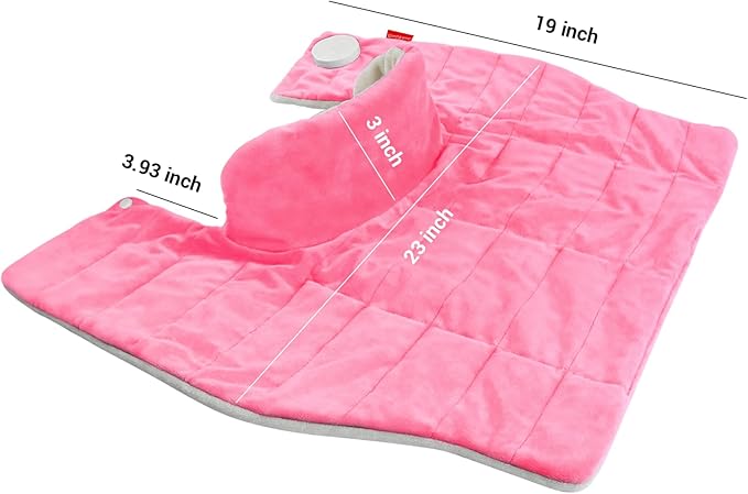 Comfytemp Heating Pad for Neck and Shoulders and Back, 2.6lb Weighted Electric Heat Pad FSA Eligible, Large HSA Heated Wrap, 9 Heat Settings & 11 Timer, Birthday Gifts for Women Men Mom Dad, Pink