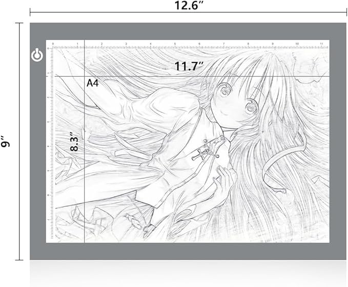 LitEnergy Portable A4 LED Copy Board Light Tracing Box, Silver Ultra-Thin Adjustable USB Power Artcraft LED Trace Light Pad for Tattoo Drawing, Streaming, Sketching, Animation, Stenciling
