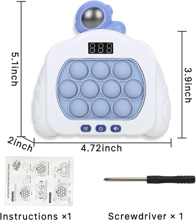 Quick Push Pop Fidget Toys for Kids & Adults, 12 Game Modes Upgraded Light Up Fast Push Bubble Handheld Toy, Stress Relief & Party Favors, Christmas & Birthday Gifts for 3-12 (Astronaut)