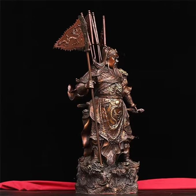 burid Pure Copper Chinese Feng Shui Guan Gong Statue God of Wealth Home and Office Decoration Wu God of Wealth Guan Yu Statue Best Furnishings Gifts