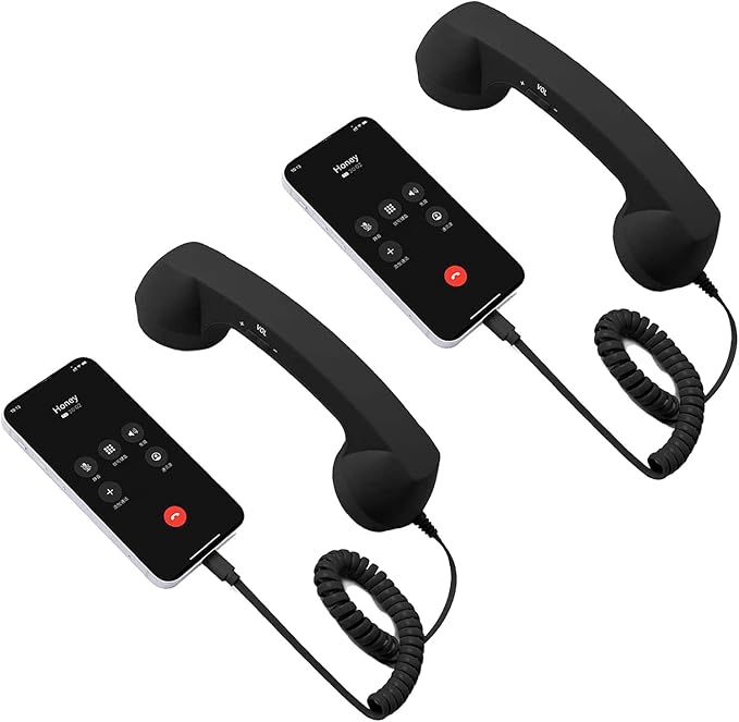 Retro Phone Handset for, with Microphone & Comment, Type-C Charging, Telephone Landline Phones, for Cell Mobile Video Conferences, Calls, Meetings, Vintage Plug in Handheld Receiver