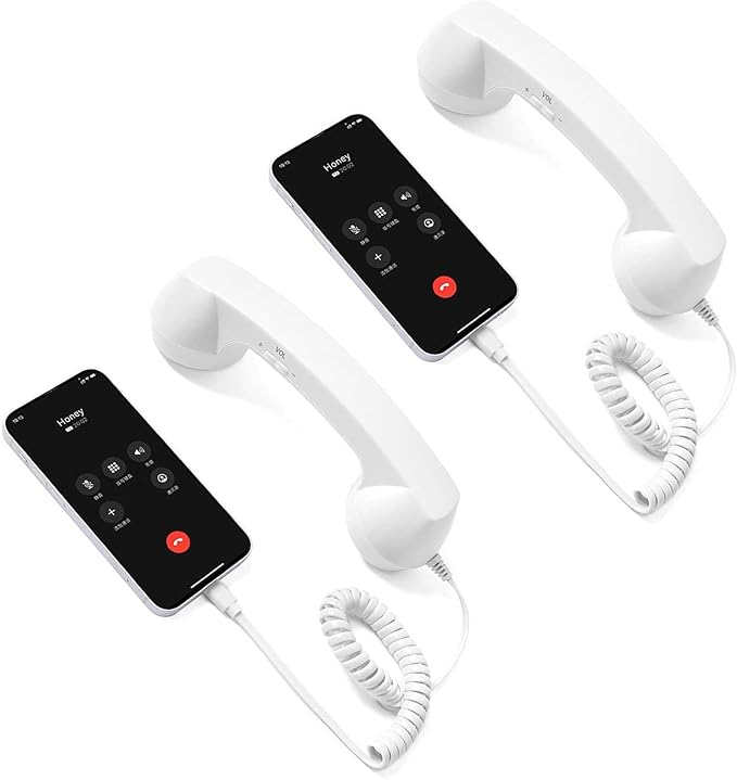 Retro Phone Handset for, with Microphone & Comment, Type-C Charging, Telephone Landline Phones, for Cell Mobile Video Conferences, Calls, Meetings, Vintage Plug in Handheld Receiver