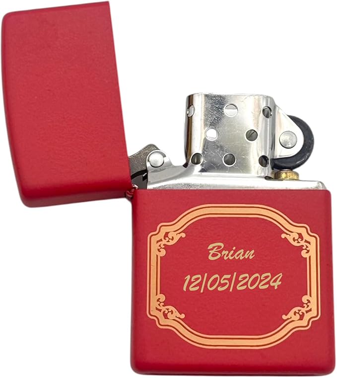 Personalized American Classic Elegant Design Lighter Zippo - Free Engraving - Christmas, Halloween & Valentines Day Gift (Red OC)
