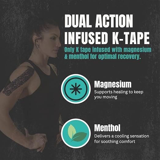 Heali Kinesiology Tape 3 Pack, Elastic Sports Tape, Shoulder, Knee, Elbow, Ankle, Waterproof, Latex Free, Magnesium & Menthol Infused, Mobility, Comfort, 20 pcs/Roll, K Tape, Splatter