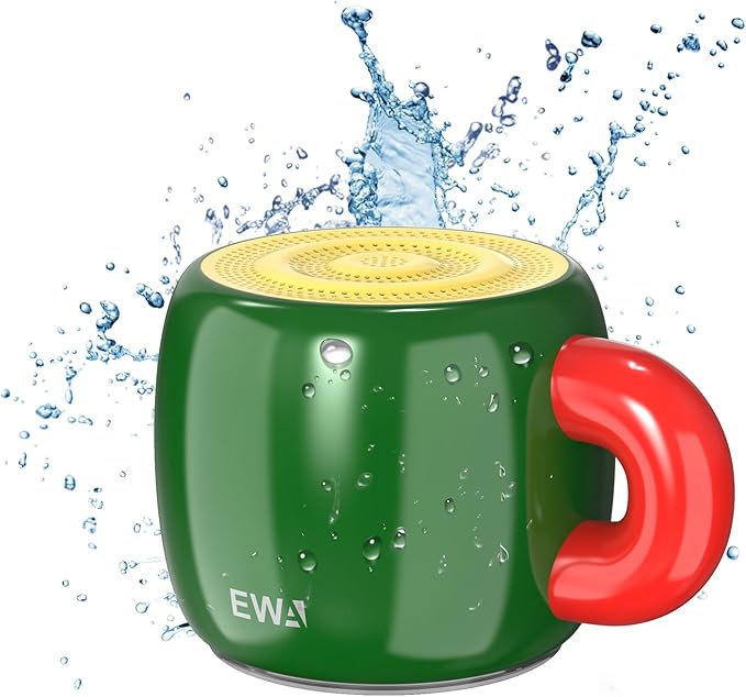 EWA Bluetooth Speaker, Mini Portable Bluetooth Speaker with Creative Cup-Shaped Design, IP67 Waterproof, Loud & Clear Sound, Ideal Gift for Desk, Travel & Holidays, A163 (Green)