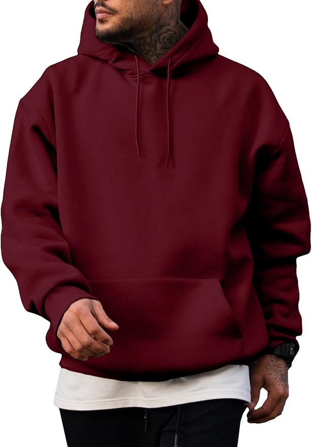 JMIERR Mens Casual Cotton Hooded Collar Drawstring Hoodies Pullover Sweatshirts Casual Long Sleeve Shirts
