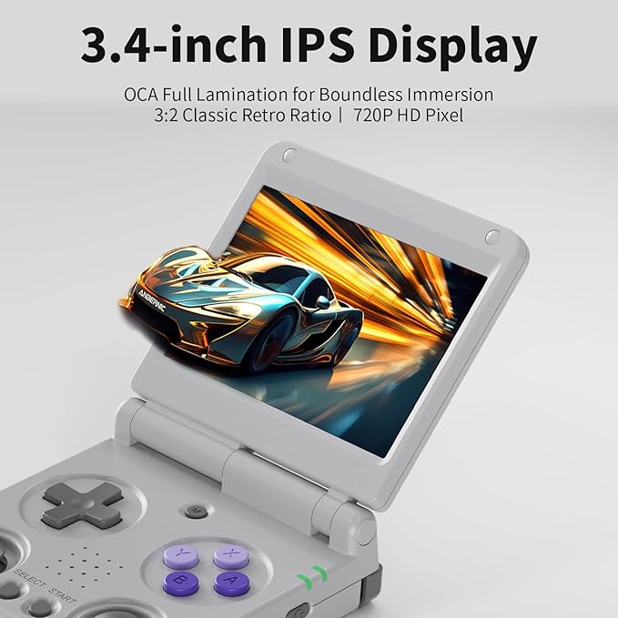 RG34XXSP Retro Handheld Game Console RG34XX SP Retro Gaming Console with 64G Preloaded 5000+ Games,3300 mAh Battey, Portable Pocket Arcade Support 30+ Simulators 5G WiFi Bluetooth HD Gray