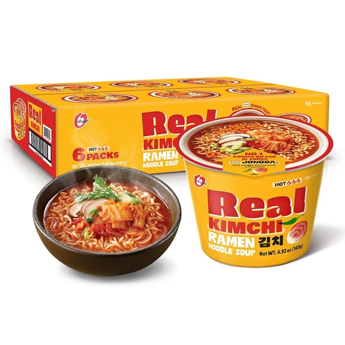 O'food 김치 라면 6컵팩 – 발효 김치, 무첨가
