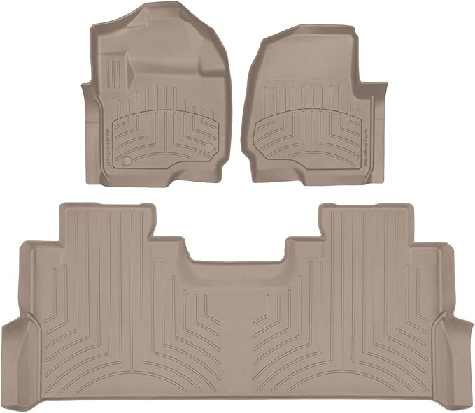 WeatherTech FloorLiner HP Custom Fit Floor Mats for Ford Super Duty 1st & 2nd Row (451012-1-2IM), Tan