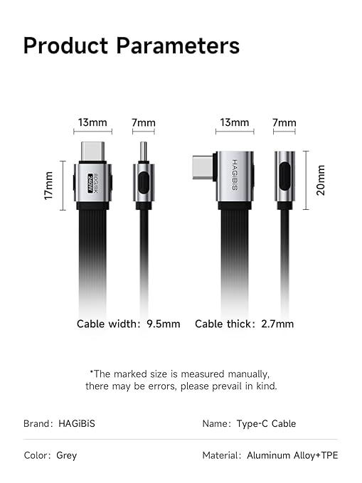 Hagibis USB4 Cable, 80Gbps Data Transfer, 240W Fast Charging USB-C Cable, 8K@60Hz USB 4 V2.0 Short Cable for iPhone 17 16 15 Pro Max, iPad Pro, Thunderbolt 5/4 (Side 90 Degree, 0.3FT)