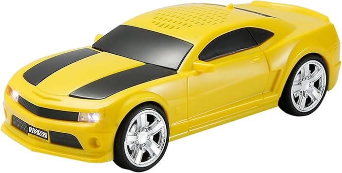 Classic Sports Car Model Bluetooth Speaker, Portable Wireless Outdoor Speaker with HD Sound, TWS Pairing, Truck Bluetooth Speaker, Parties & Home Audio (Yellow)