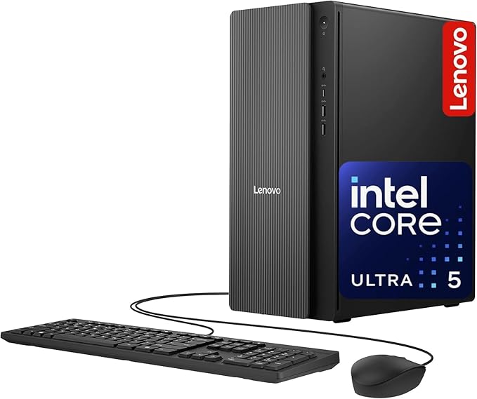 Lenovo IdeaCentre Secure & Productive Business Tower Desktop, Intel 10-Core Ultra 5 225, 32GB DDR5 RAM, 2TB SSD, HDMI + VGA, Wi-Fi 6E, RJ-45, USB-C, Windows 11