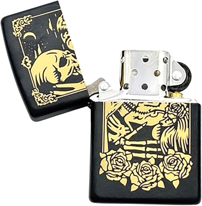 Custom Tarot Card Zippo Lighter – 23 Engraved Major Arcana Designs – Black Matte Windproof Refillable Lighter – Made in USA – Personalized Occult Gift for Tarot Readers, Witches & Collectors (Lover 1)
