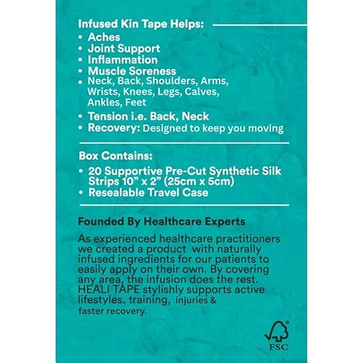 Heali Kinesiology Tape with Magnesium and Menthol, 20 Pcs Precut Strips, K Tape Roll, Knees, Physical Therapy Sports Tape for Knees, Joints & Muscles, Water Resistant, Beige Inspiration