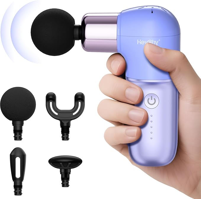 Super Mini Massage Gun, Deep Tissues Percussion Muscle Massager, Compact Sports Travel Massage Gun, Portable Massager Gun for her him, Purple