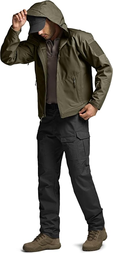 CQR Men's Tactical Softshell Jacket, Winter Warm Fleece Lined Coat, Water Resistant Outdoor Hunting Hiking Rain Windbreaker