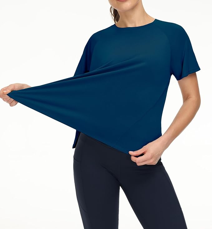 THE GYM PEOPLE Women's Short Sleeve Workout Shirts Breathable Yoga T-Shirts with Side Slits Athletic Tee Tops